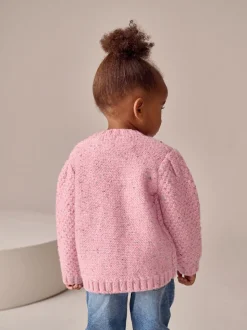 Roze - Grofgebreid gebobbeld vest (3 mnd-10 jr)