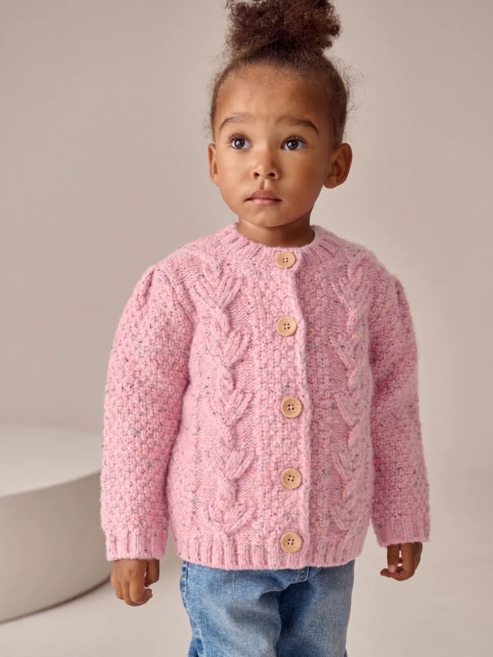 Roze - Grofgebreid gebobbeld vest (3 mnd-10 jr)