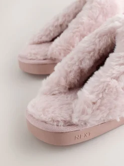 Roze - Heart Faux Fur Lined Suede Mule Slippers