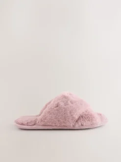 Roze - Instappantoffels van imitatiebont