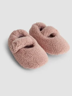 Roze - JoJo Maman Bébé Velvet Bow Ballet Pump Slippers