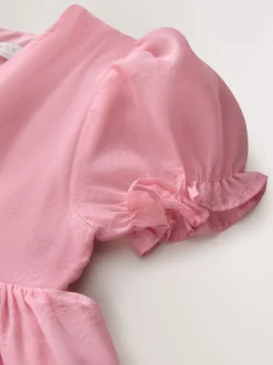 Roze - Jurk met bloemencorsage (3mnd -8jr)