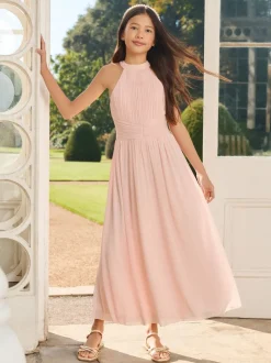 Roze - Lipsy Pleated Halter Maxi Occasion Dress (5-16yrs)