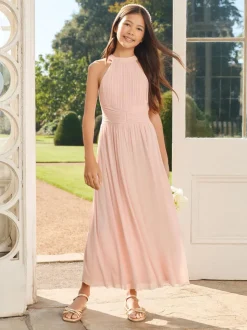Roze - Lipsy Pleated Halter Maxi Occasion Dress (5-16yrs)