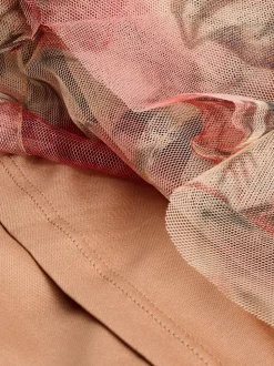 Roze - Maxirok van mesh met ruches