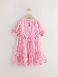 Roze - Mesh bloemen pailletten feestelijke jurkjes (3-16jaar)