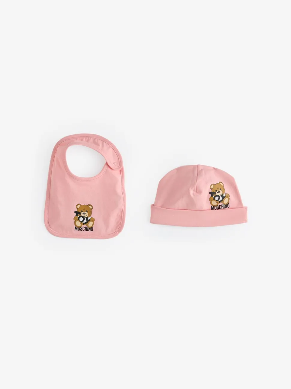 Roze - Moschino Baby Logo Sleepsuit, Hat & Bib Giftset With Giftbox