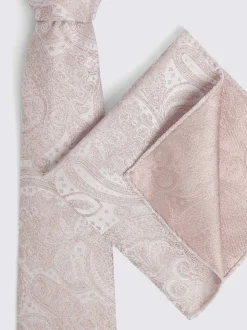 Roze - MOSS Bruiloft Paisley Stropdas