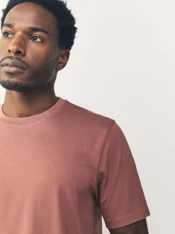 Roze - Normale Pasvorm - Essentieel katoenen T-shirt met ronde hals