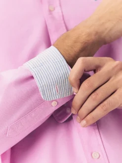 Roze - Normale Pasvorm - Oxford-hemd met lange mouwen