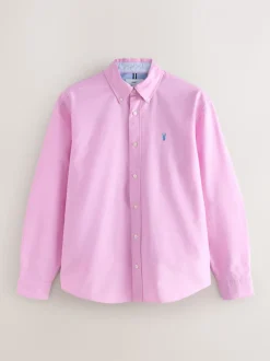 Roze - Normale Pasvorm - Oxford-hemd met lange mouwen