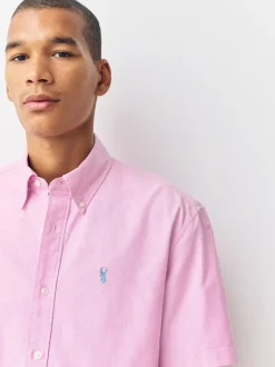 Roze - Normale Pasvorm - Oxford-overhemd met korte mouwen