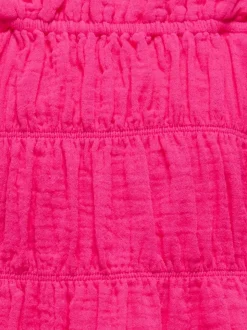 Roze - ONLY KIDS Textured Short Sleeve Puff Sleeve Blouse
