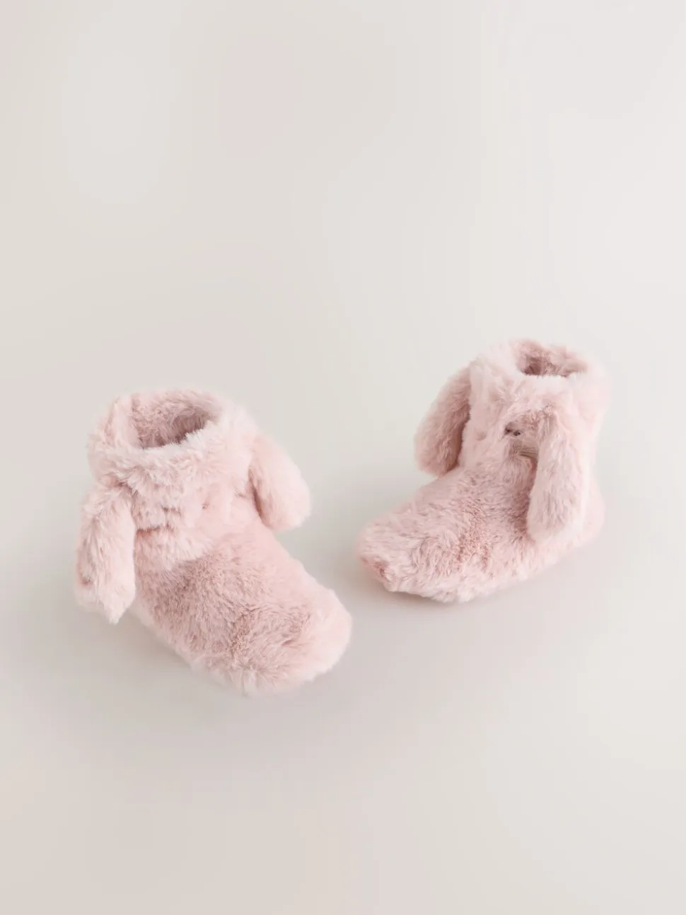 Roze - Pantoffellaarzen van imitatiebont met konijntjes