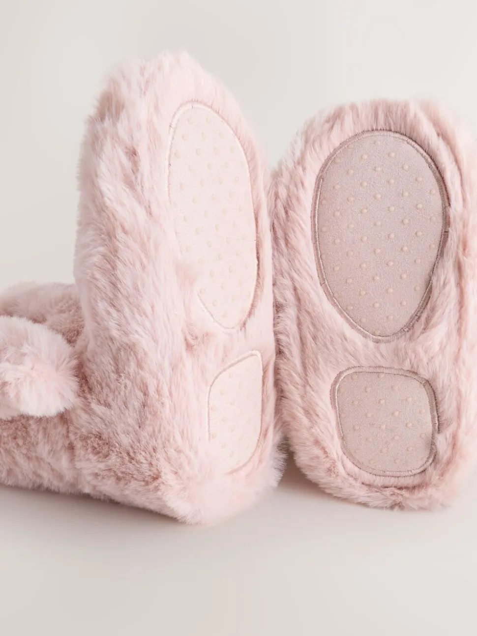 Roze - Pantoffellaarzen van imitatiebont met konijntjes