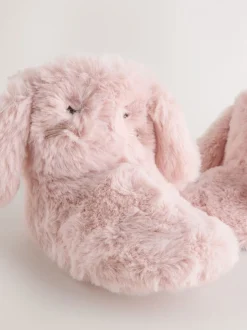 Roze - Pantoffellaarzen van imitatiebont met konijntjes