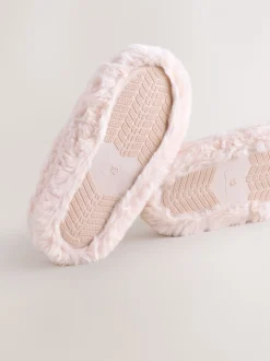 Roze - Pantoffels met imitatiebont