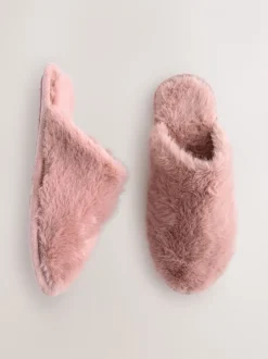 Roze - Pantoffels met imitatiebont