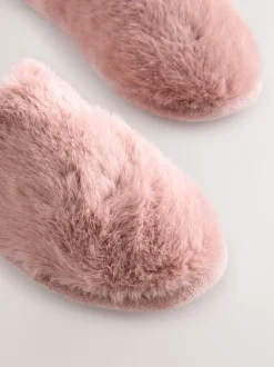 Roze - Pantoffels met imitatiebont