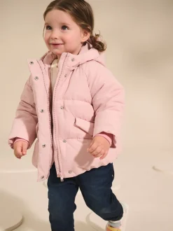 Roze - Regenbestendige gewatteerde jas met imitatiebontvoering (3mnd-7jr)