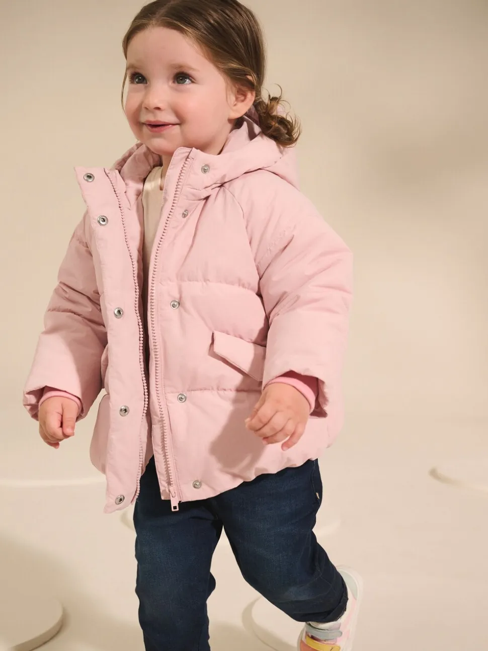 Roze - Regenbestendige gewatteerde jas met imitatiebontvoering (3mnd-7jr)