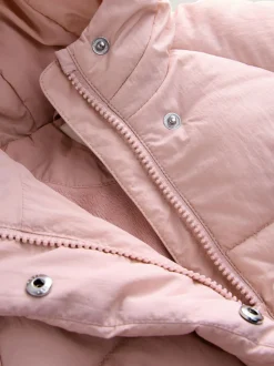 Roze - Regenbestendige gewatteerde jas met imitatiebontvoering (3mnd-7jr)