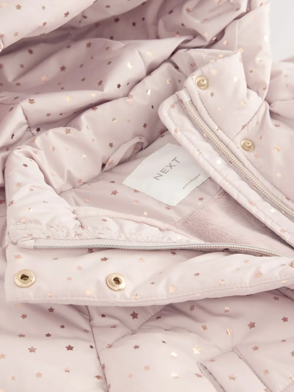 Roze - Regenbestendige gewatteerde jas met rucheszoom (3mnd -7jr)