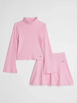 Roze - River Island Girls Cosy Long Sleeve Top and Skort Set