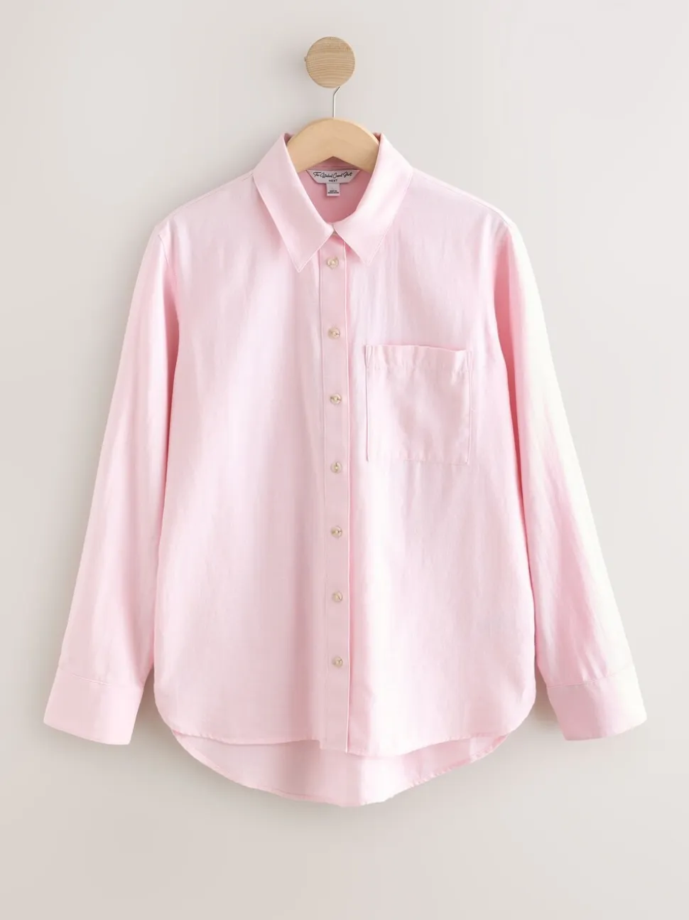 Roze - Ruimvallend 100% katoenen button-down casual overhemd met lange mouwen