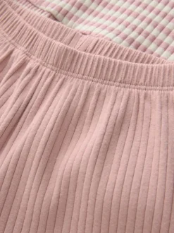 Roze - Set met geribbelde top met lange mouwen en broek met wijde pijpen (3mnd-7jr)