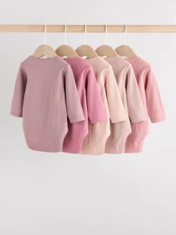 Roze - Set van 5 babyrompertjes met lange mouwen