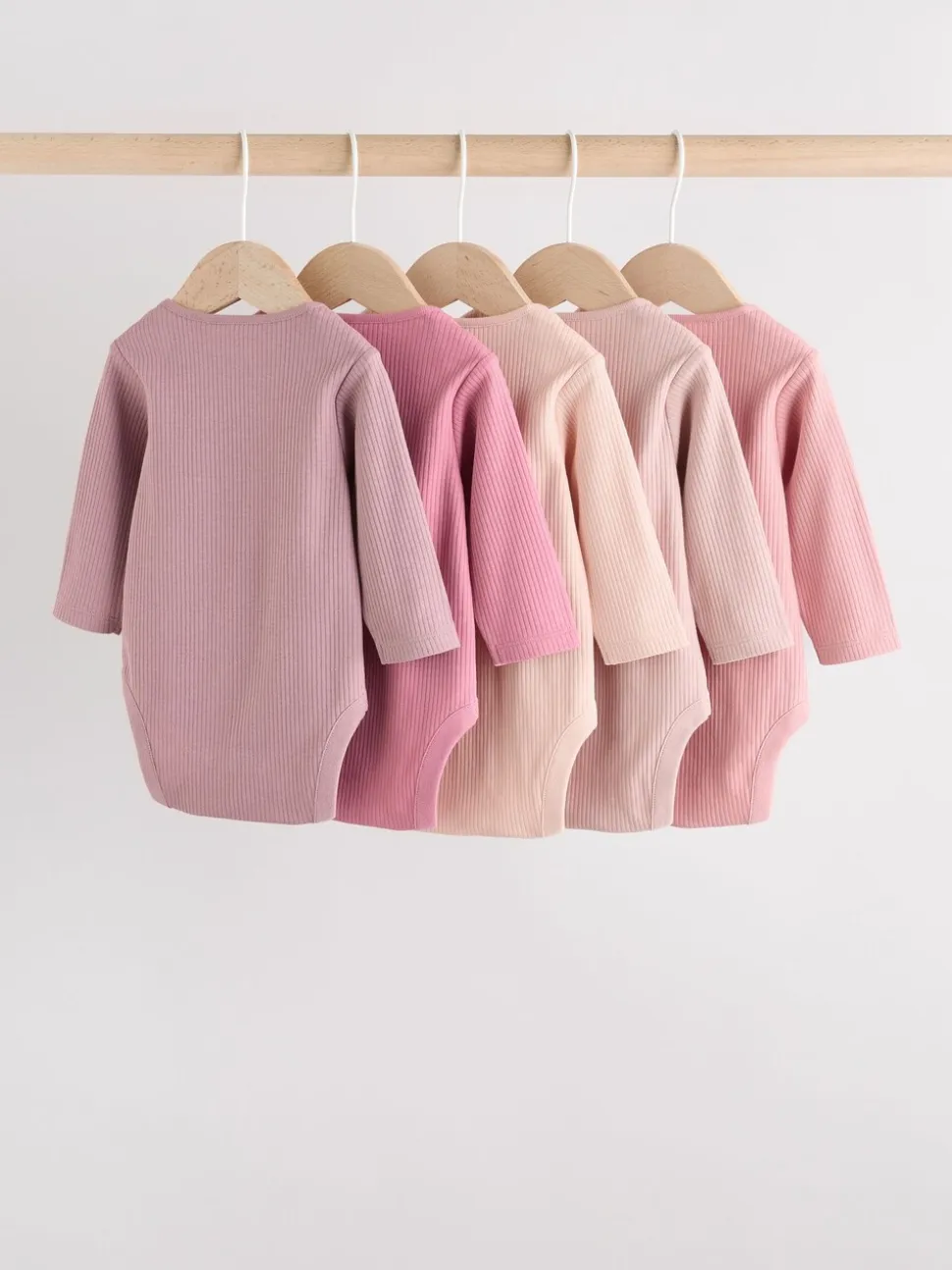 Roze - Set van 5 babyrompertjes met lange mouwen