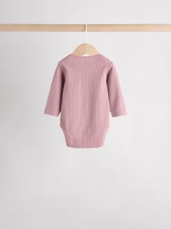 Roze - Set van 5 babyrompertjes met lange mouwen