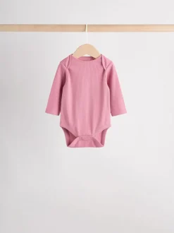 Roze - Set van 5 babyrompertjes met lange mouwen