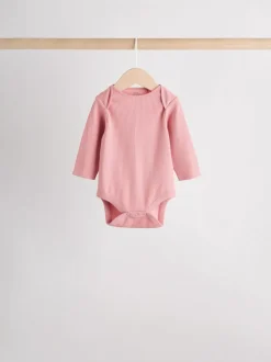 Roze - Set van 5 babyrompertjes met lange mouwen