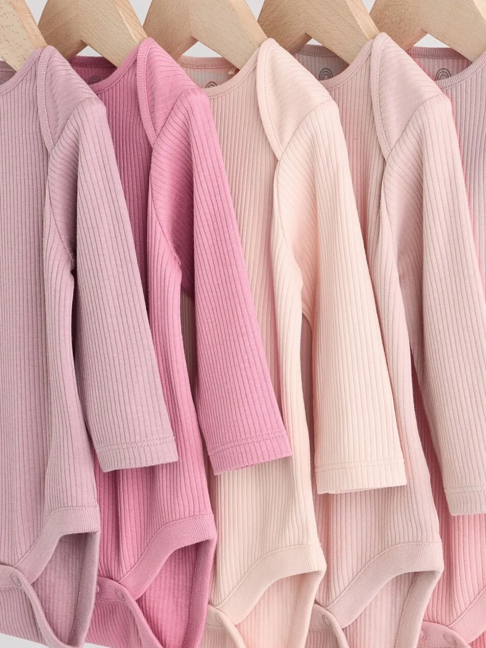 Roze - Set van 5 babyrompertjes met lange mouwen