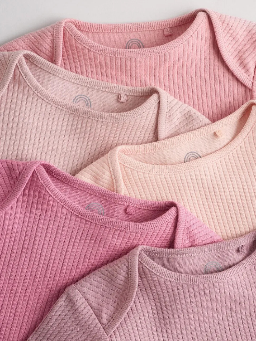 Roze - Set van 5 babyrompertjes met lange mouwen