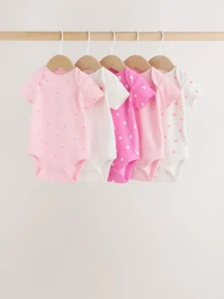 Roze - Set van 5 babyrompertjes met korte mouwen
