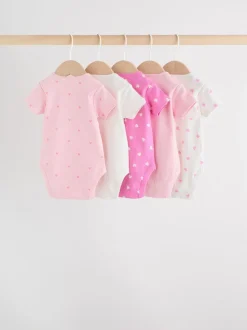 Roze - Set van 5 babyrompertjes met korte mouwen