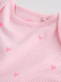 Roze - Set van 5 babyrompertjes met korte mouwen