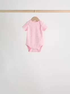 Roze - Set van 5 babyrompertjes met korte mouwen