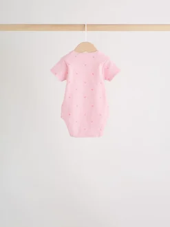 Roze - Set van 5 babyrompertjes met korte mouwen