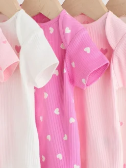 Roze - Set van 5 babyrompertjes met korte mouwen