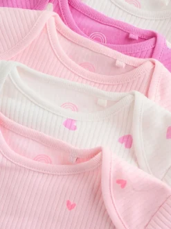 Roze - Set van 5 babyrompertjes met korte mouwen