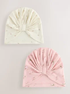 Roze - Set van 2 babyturbanen (0-18mnd)