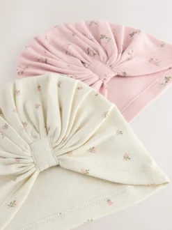 Roze - Set van 2 babyturbanen (0-18mnd)