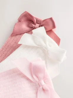Roze - Set van 3 kniehoge Baby Sokken met Strik (0mnd-2jr)