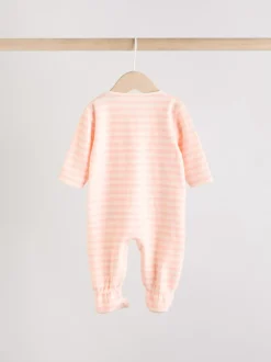 Roze - Set van 2 microfleece babypyjama's met tweewegrits