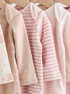 Roze - Set van 5 rompers met lange mouwen