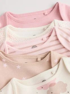 Roze - Set van 5 rompers met lange mouwen